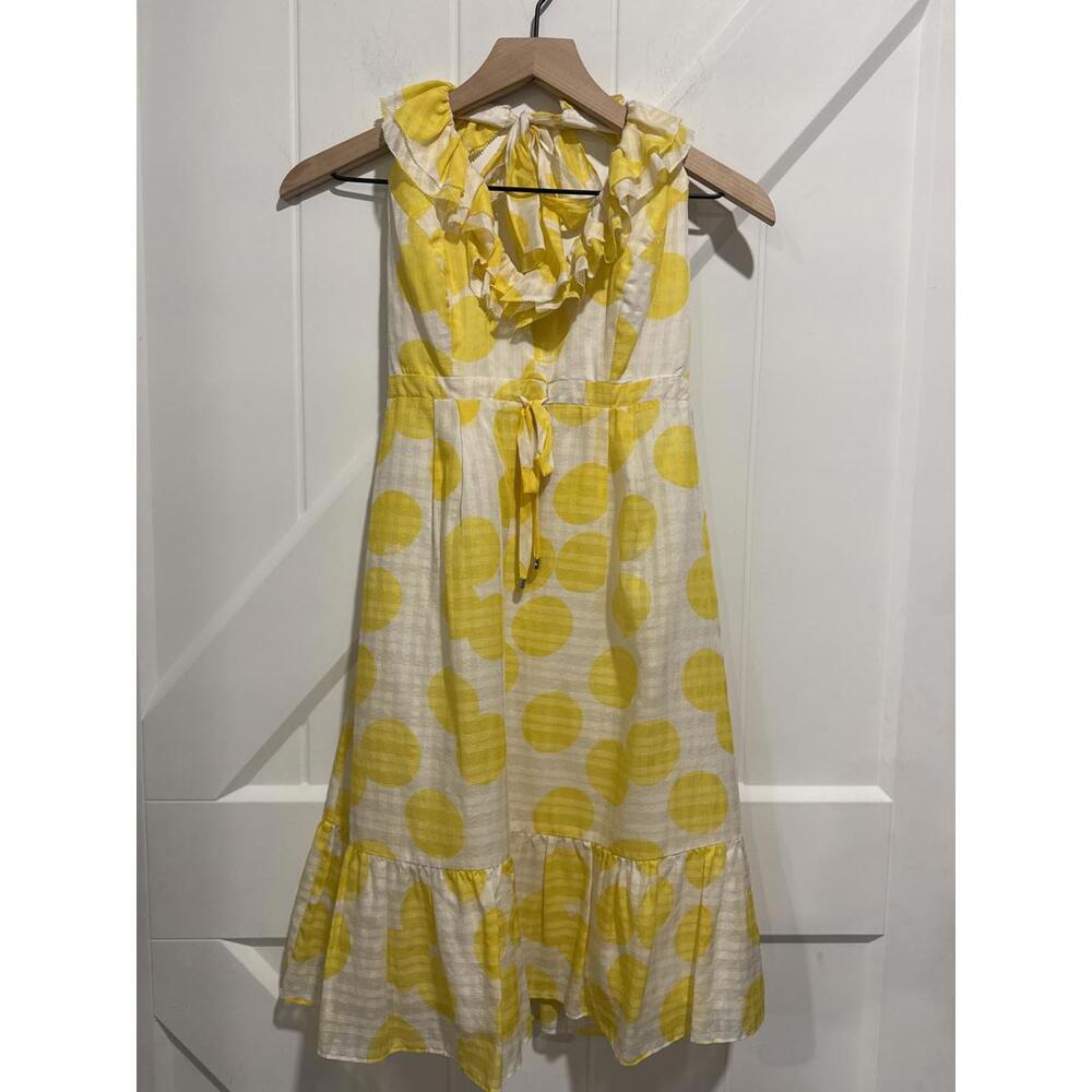 Lilly Pulitzer Yellow Polka Dot Sleeveless Silk Blend Dress, Size 0